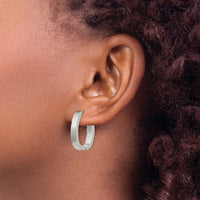 Stainless Steel Polished 4mm Hinged Hoop Earrings