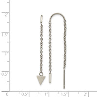 Stainless Steel Polished Triangle Dangle Threader Earrings
