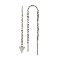 Stainless Steel Polished Triangle Dangle Threader Earrings