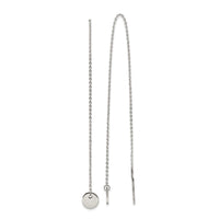 Stainless Steel Polished Disc Dangle Threader Earrings
