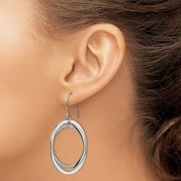Stainless Steel Polished Circles Dangle Shepherd Hook Earring