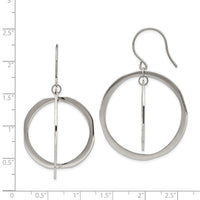 Stainless Steel Polished Circles Dangle Shepherd Hook Earring