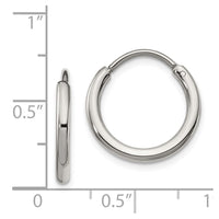 Stainless Steel Polished 2mm Endless Hoop Earrings