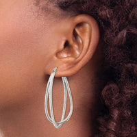 Stainless Steel Polished w/Preciosa Crystal In & Out Twisted Hoop Earrings