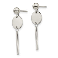 Stainless Steel Polished Disc w/Bar Post Dangle Earrings