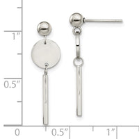 Stainless Steel Polished Disc w/Bar Post Dangle Earrings