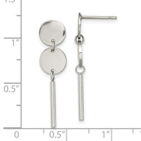 Stainless Steel Polished Discs w/Bar Post Dangle Earrings