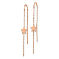 Stainless Steel Polished Rose IP-plated Star Threader Earrings