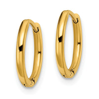 Stainless Steel Polished Yellow IP-plated 1.6mm Hinged Hoop Earrings