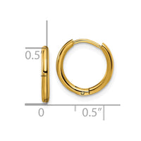 Stainless Steel Polished Yellow IP-plated 1.6mm Hinged Hoop Earrings