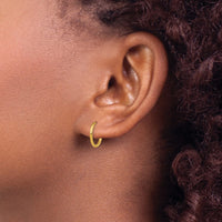 Stainless Steel Polished Yellow IP-plated 1.6mm Hinged Hoop Earrings