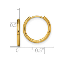 Stainless Steel Polished Yellow IP-plated 1.6mm Hinged Hoop Earrings