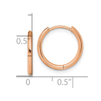Stainless Steel Polished Rose IP-plated 1.6mm Hinged Hoop Earrings
