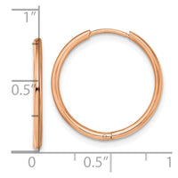Stainless Steel Polished Rose IP-plated 1.6mm Hinged Hoop Earrings