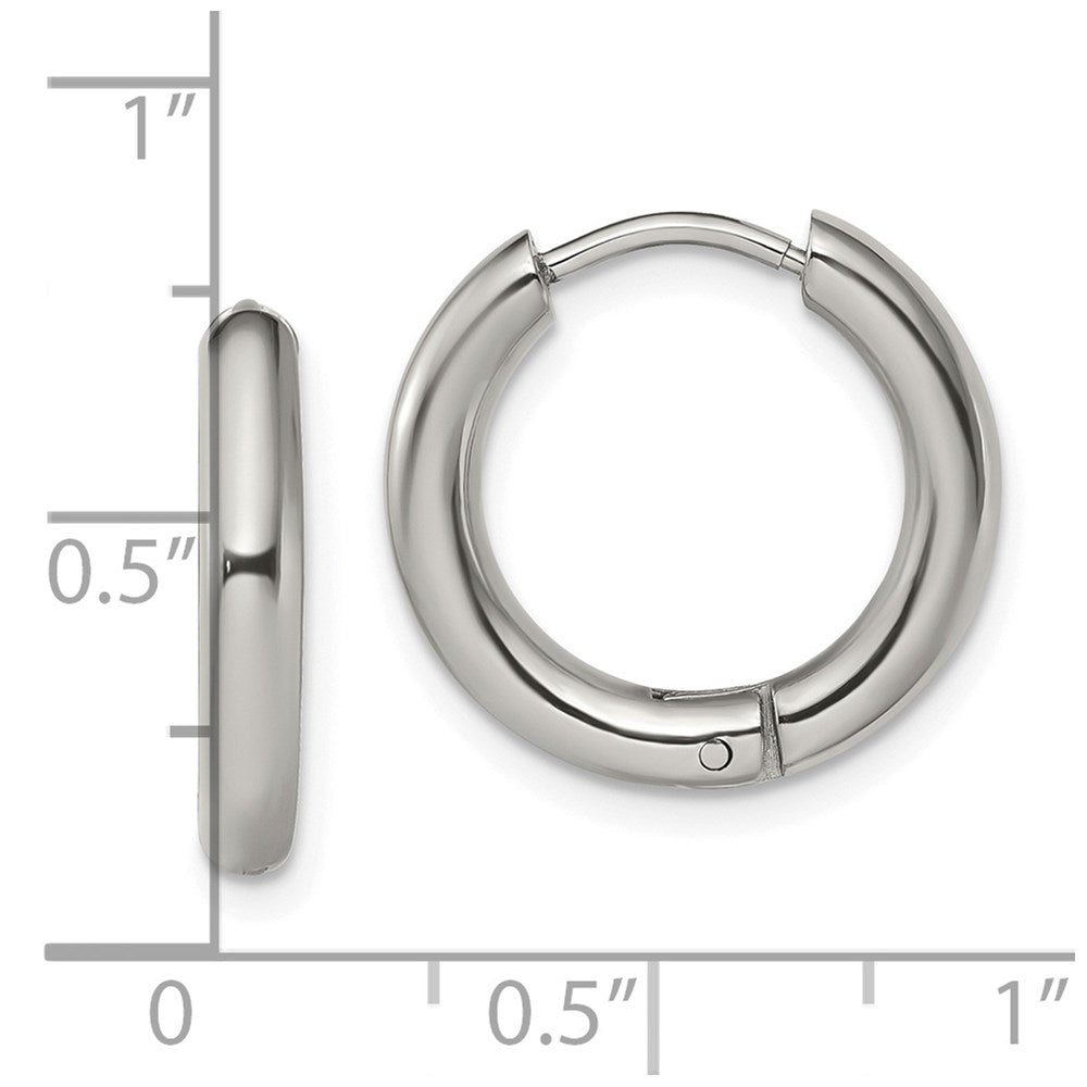 Stainless Steel Polished 3mm Hinged Hoop Earrings