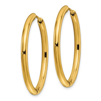 Stainless Steel Polished Yellow IP-plated 3mm Hinged Hoop Earrings