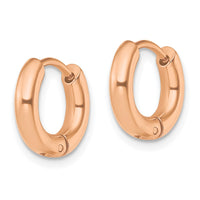 Stainless Steel Polished Rose IP-plated 3mm Hinged Hoop Earrings
