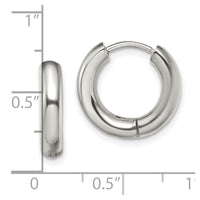 Stainless Steel Polished 3.5mm Hinged Hoop Earrings