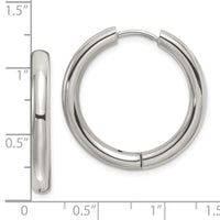 Stainless Steel Polished 3.5mm Hinged Hoop Earrings
