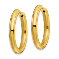 Stainless Steel Polished Yellow IP-plated 3.5mm Hinged Hoop Earrings