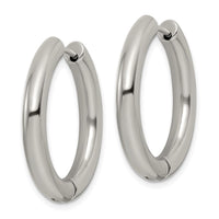Stainless Steel Polished 4mm Hinged Hoop Earrings