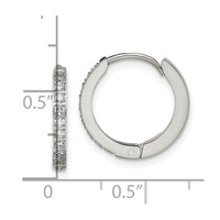 Stainless Steel Polished with Preciosa Crystal 2mm Hinged Hoop Earrings