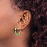 Stainless Steel Brushed Rainbow IP-plated 3.5mm Hinged Hoop Earrings