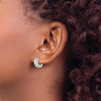 Stainless Steel Polished with Shell Pearl 5mm Hinged Hoop Earrings