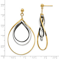 Stainless Steel Polished Black and Yellow IP Twisted Post Dangle Earrings