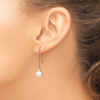 Stainless Steel Polished Rose IP-plated Simulated Pearl Earrings