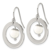 Stainless Steel Polished w/Synthetic White Turquoise Dangle Earrings