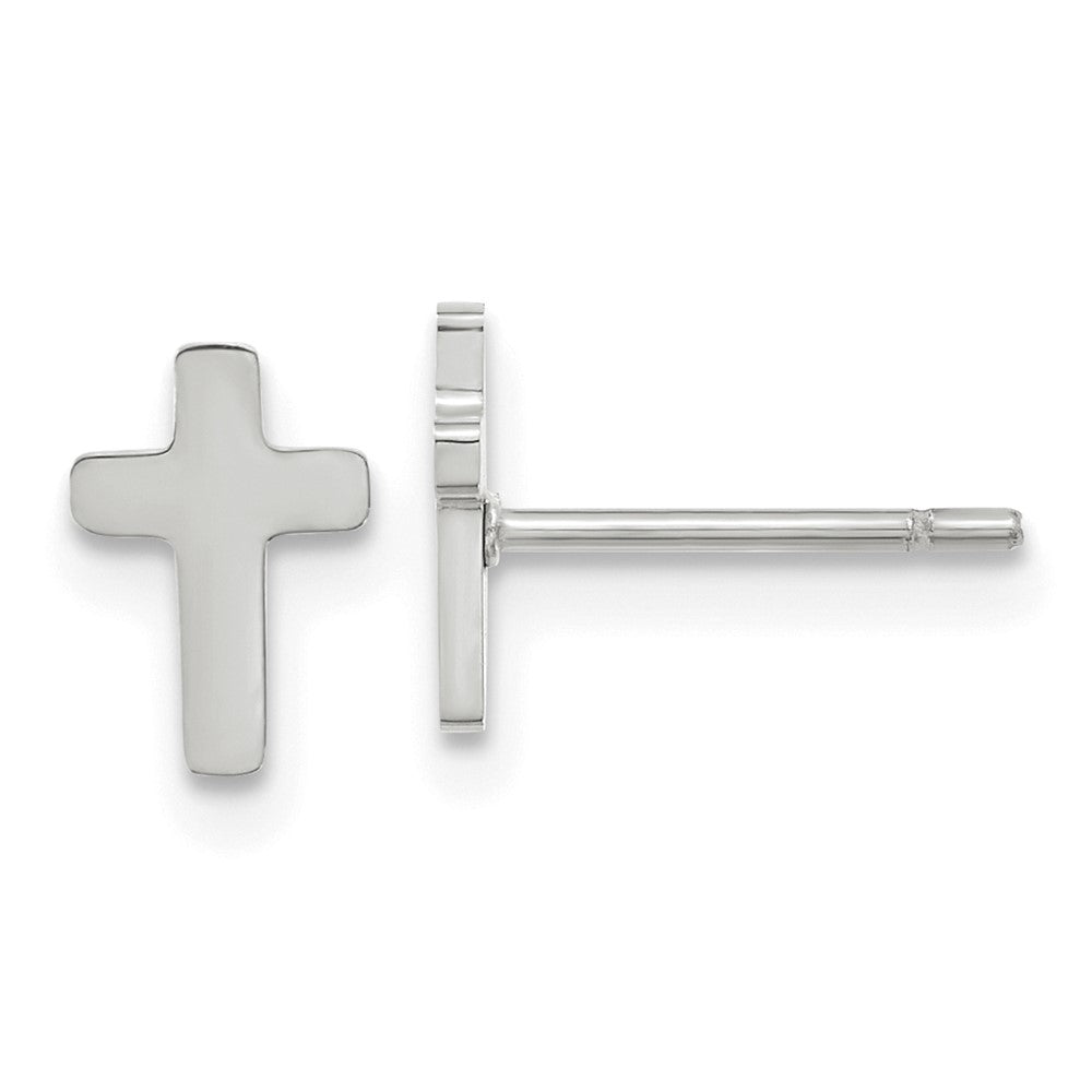 Stainless Steel Polished Cross Earrings
