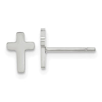 Stainless Steel Polished Cross Earrings