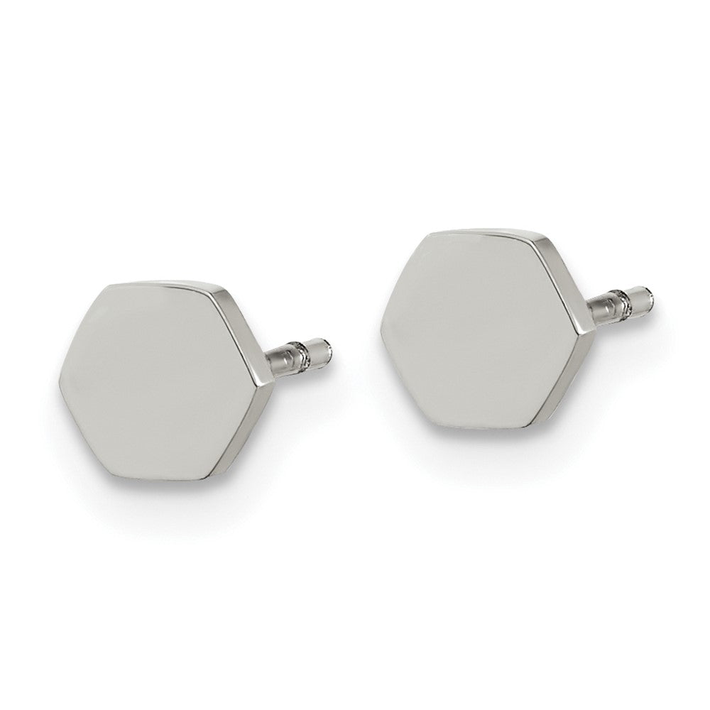 Stainless Steel Polished Hexagon Earrings