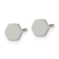 Stainless Steel Polished Hexagon Earrings