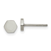 Stainless Steel Polished Hexagon Earrings