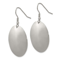 Stainless Steel Polished Disc Dangle Shepherd Hook Earrings