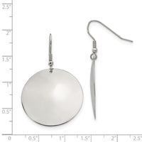 Stainless Steel Polished Disc Dangle Shepherd Hook Earrings