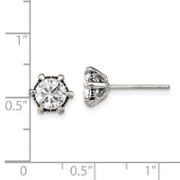 Chisel Stainless Steel Antiqued and Polished CZ Post Earrings