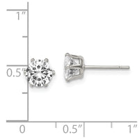 Stainless Steel Polished 6mm Round CZ Stud Post Earrings