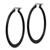 Stainless Steel Polished Black IP-plated 34mm Diameter Hoop Earrings