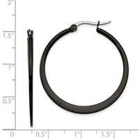 Stainless Steel Polished Black IP-plated 34mm Diameter Hoop Earrings