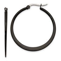 Stainless Steel Polished Black IP-plated 34mm Diameter Hoop Earrings