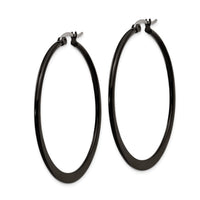 Stainless Steel Polished Black IP-plated 43mm Diameter Hoop Earrings