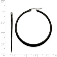 Stainless Steel Polished Black IP-plated 43mm Diameter Hoop Earrings