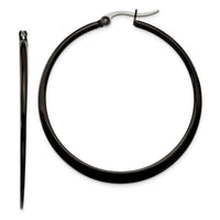 Stainless Steel Polished Black IP-plated 43mm Diameter Hoop Earrings