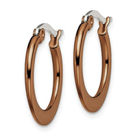 Stainless Steel Polished Brown IP-plated 19mm Diameter Hoop Earrings