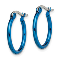 Stainless Steel Polished Blue IP-plated 19mm Diameter Hoop Earrings