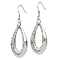 Stainless Steel Polished Teardrop Dangle Shepherd Hook Earrings