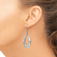 Stainless Steel Polished Teardrop Dangle Shepherd Hook Earrings